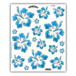 092302 MERKLOOS Aufkleber-Set hawaiianische Blumen blau M 240 x 200 mm